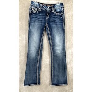 Rock Revival Jeans Women 27x28 Lonnie Easy Boot Stretch Denim Embellished Ranch